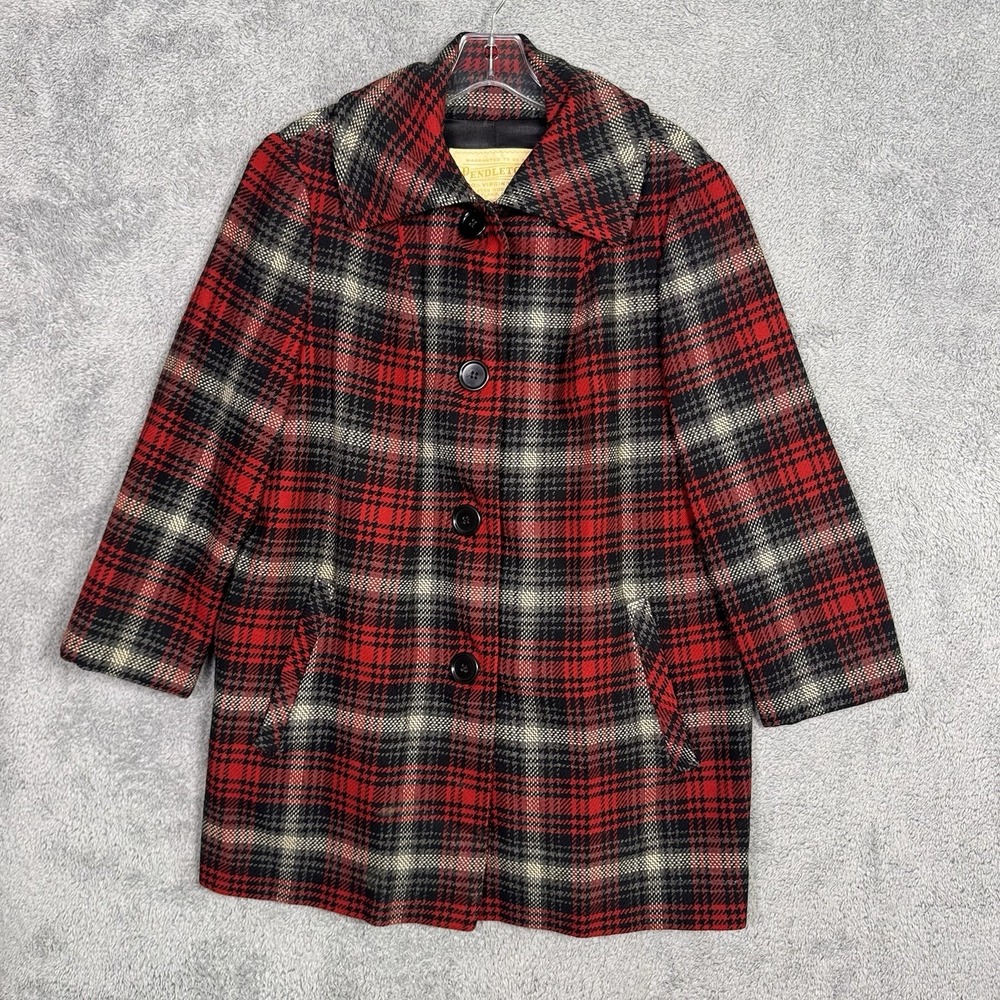 Pendleton Jacket Womens XL 100% Virgin Wool USA Pea Coat Tartan Plaid Chest 44"
